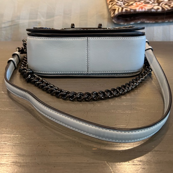 Coach Swagger 20 with Tea Rose Tooling Sky Blue Leather Shoulder Crossbody Bag - Picture 9 of 16